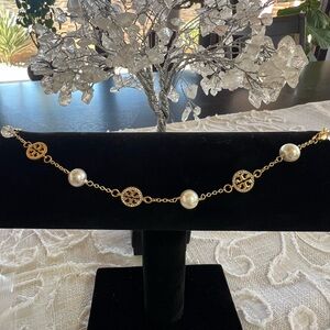 Tory Burch Pearl and Logo Bracelet